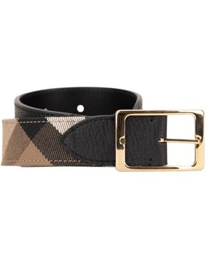 Burberry Leren Riem Met Logo Gesp - Zwart