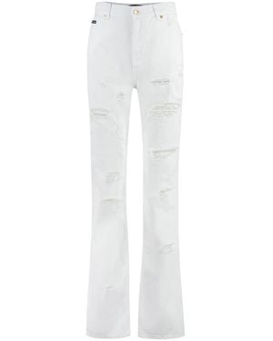 Dolce & Gabbana Jeans ,Wit ,Katoen Distressed Boyfriend Jeans