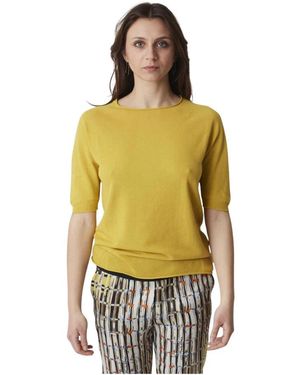 Alpha Studio Truien & Vesten ,Geel ,Maglia Girocollo - Metallic