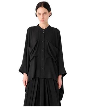 MEIMEIJ Kimono-Bluse Mit Weitem Schnitt - Schwarz