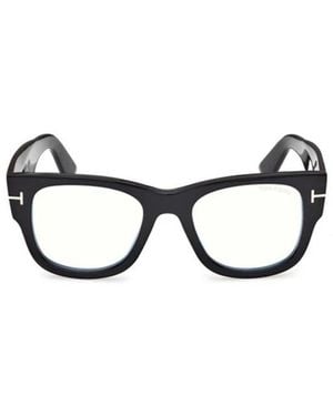 Tom Ford Blaue Block-Quadrat-Optikfassung Mit Clip-On - Schwarz