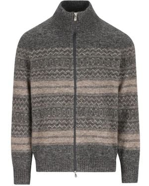 Brunello Cucinelli Truien & Vesten ,Grijs ,Zip-Throughs