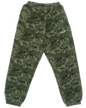 Huf Broeken ,Groen ,Katoen Camo Fleece Broek Tracksuit