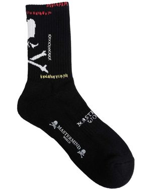 MASTERMIND WORLD Ondergoed ,Zwart ,Katoen Mv Stitch Ribbed Knit Socks