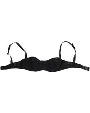 Dolce & Gabbana Ondergoed ,Zwart ,Leer Zwarte Kant Onderdraad Bh Lingerie