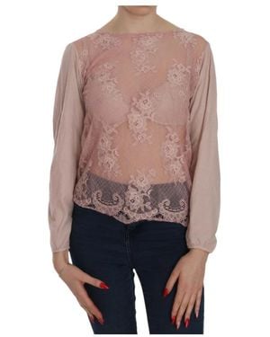 Pink Memories Elegante blusa con pizzo rosa