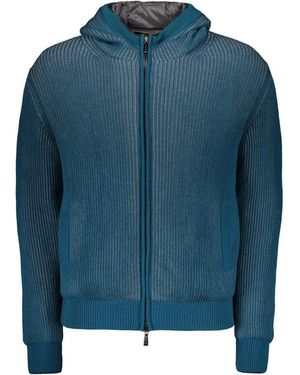 Moorer Truien & Vesten ,Blauw ,Wol Gewatteerd Jack Met Capuchon