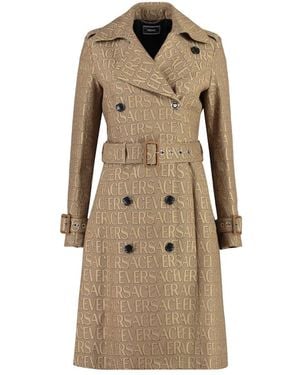 Versace Gabardina De Mezcla De Algodón Con Detalles De Cuero, Mujer, Talla - Neutro