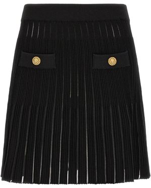 Balmain Flared Knit Mini Rok - Zwart