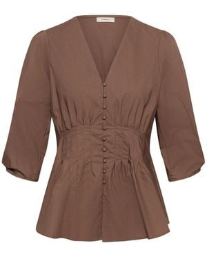 Inwear Overhemden ,Bruin ,Leer Hazeiw Getailleerde Blouse
