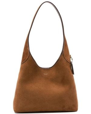 COACH Braune Lederhandtasche Reißverschluss Gebogen