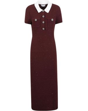 Self-Portrait Kleedjes ,Rood ,Textured Knit Midi-Jurk - Paars