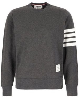 Thom Browne Gestreifter Rundhals-Sweatshirt - Grau