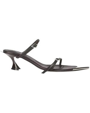Mugler Zwarte Sandalen Met Hak En Zilveren Details - Wit