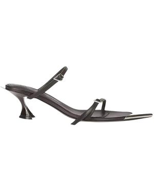 Mugler Schwarze Sandaletten Mit Absatz Und Silbernen Details - Weiß