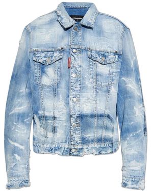 DSquared² Denimjack Met Vintage-Effect - Blauw