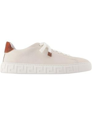 Versace Schoenen ,Wit ,Leer Greca Leren Sneakers - Roze