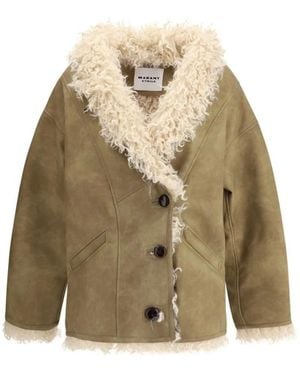 Isabel Marant Jas Met Shearling-Effect Van Imitatiebont - Naturel