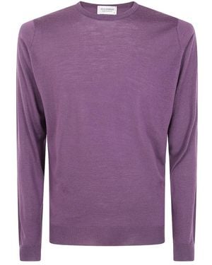 John Smedley Truien & Vesten ,Paars ,Wol Lundy Crewneck Pullover