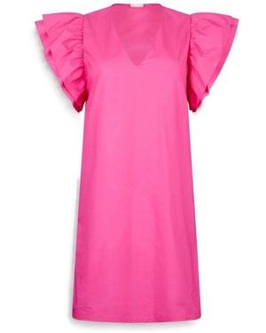 Liu Jo Kurzes Gerafftes Baumwollkleid - Pink
