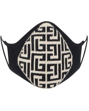 Balmain Monogramm Schützende Stoff Gesichtsmaske - Schwarz