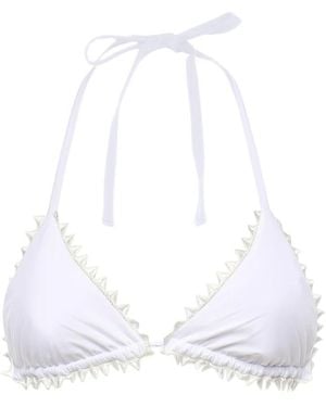 Jacquemus Badmode ,Wit ,Satijn Picot Bikini Top