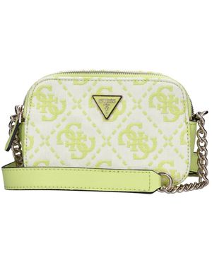 Guess Tassen ,Groen ,Leer Double-Zip Crossbody Bag - Metallic