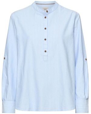 Camel Active Lichtgewicht Blouse Met Mandarijnkraag - Blauw