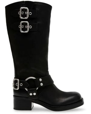 Steve Madden Eastern Motorcycle Boots With Block Heel - Black