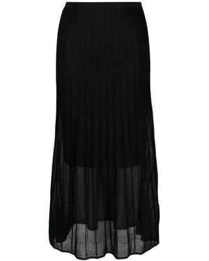 Calvin Klein Semi-Sheer Construction Pleated Skirt - Black