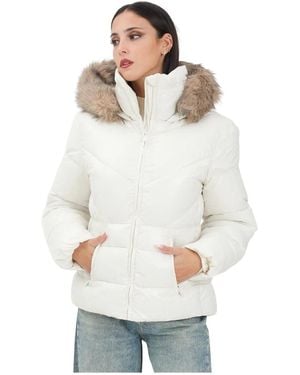 Jacqueline De Yong Weiße Winter Steppjacke Geometrisch