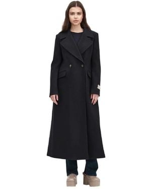 White Wise Double-Breasted Coats - Black