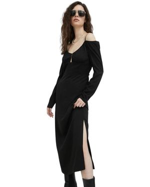 Samsøe & Samsøe Off-Shoulder Midi Kleid - Schwarz
