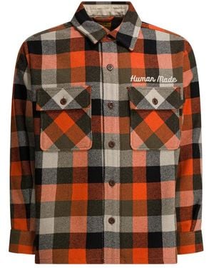 Human Made Jassen ,Veelkleurig ,Wol Wool Check Shirt Jacket - Oranje