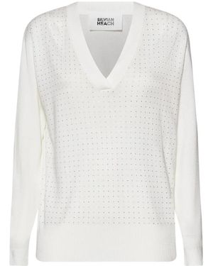 Silvian Heach V-Neck Knitwear - Blanco