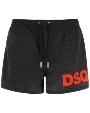DSquared² Badmode ,Veelkleurig ,Polyester Logo-Print Zwemshorts - Zwart