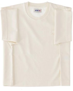 Autry Tops ,Wit ,Katoen Heavy Cotton Cropped T-Shirt