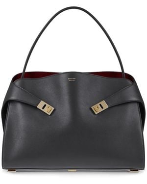 Ferragamo Elegante Schwarze Leder-Schultertasche