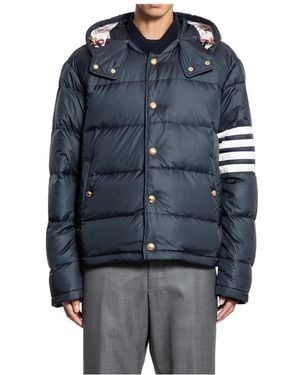 Thom Browne Marineblauer Gesteppter Kapuzenbomber