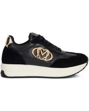 Love Moschino Logo-Plaque Suede Trainers - Black