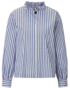 Rich & Royal Overhemden ,Blauw ,Katoen Katoenen Gestreepte Blouse Met Ruches