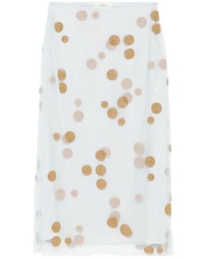 Fendi Rokken ,Blauw ,Tule Geborduurde Midi Rok - Wit