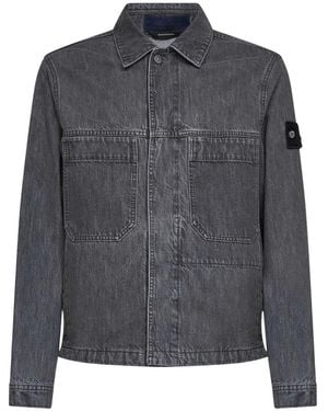 Stone Island Jassen ,Grijs ,Katoen Biker Jacket