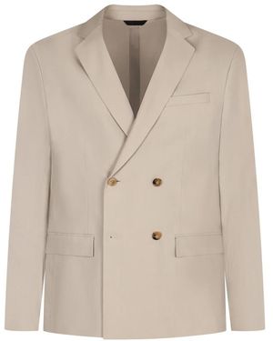 Calvin Klein Leinenblazer Mit Reverskragen Und Doppelter Knopfleiste - Natur