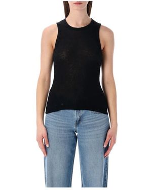 James Perse Tops ,Zwart ,Katoen Cotton Cashmere Rib Shell Top