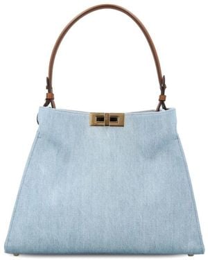 Fendi Way Medium Denim Tote - Blau