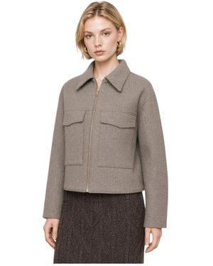 Kocca Jassen ,Grijs ,Wol Gestructureerd Cropped Jack - Bruin