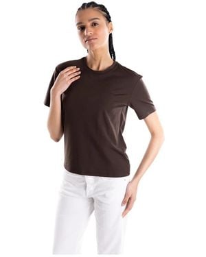 Marella Tops ,Bruin ,Leer Punto Milano Jersey T-Shirt