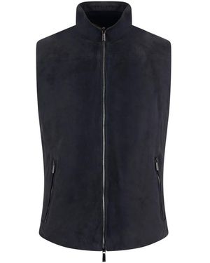 Moorer Jassen ,Blauw ,Leer Suede Gilet