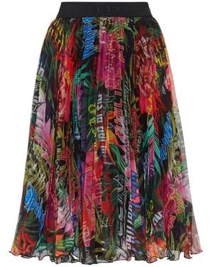 Philipp Plein Jungle Rock Print Geplooide Rok - Rood